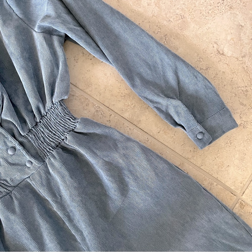 Urban Outfitters Blue Corduroy Blazer Open Front Long Sleeve Jumpsuit - Picture 4 of 5